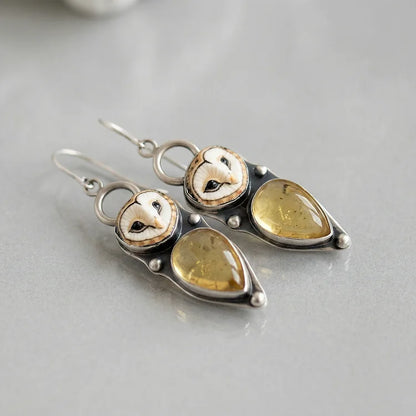 Moonlight Stone Owl Earrings
