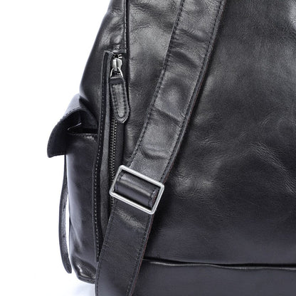 Small black leather backpack | BODO