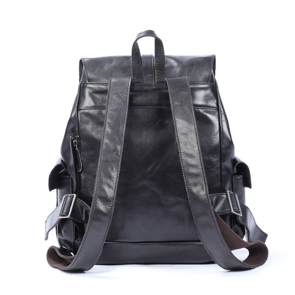 Small black leather backpack | BODO
