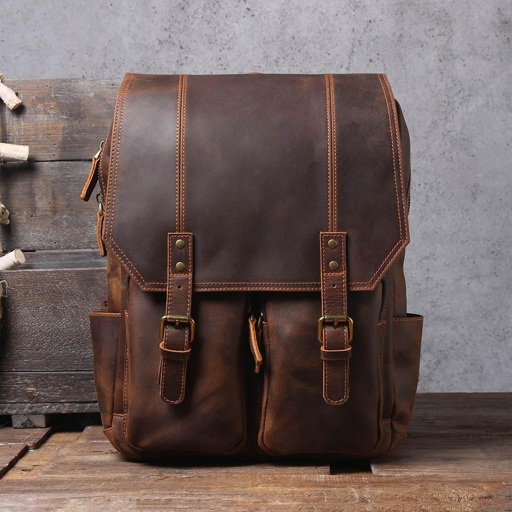 Brown leather backpack | BIEFELD