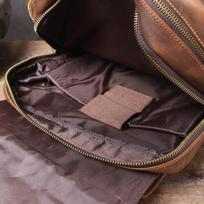 Brown leather backpack | BIEFELD