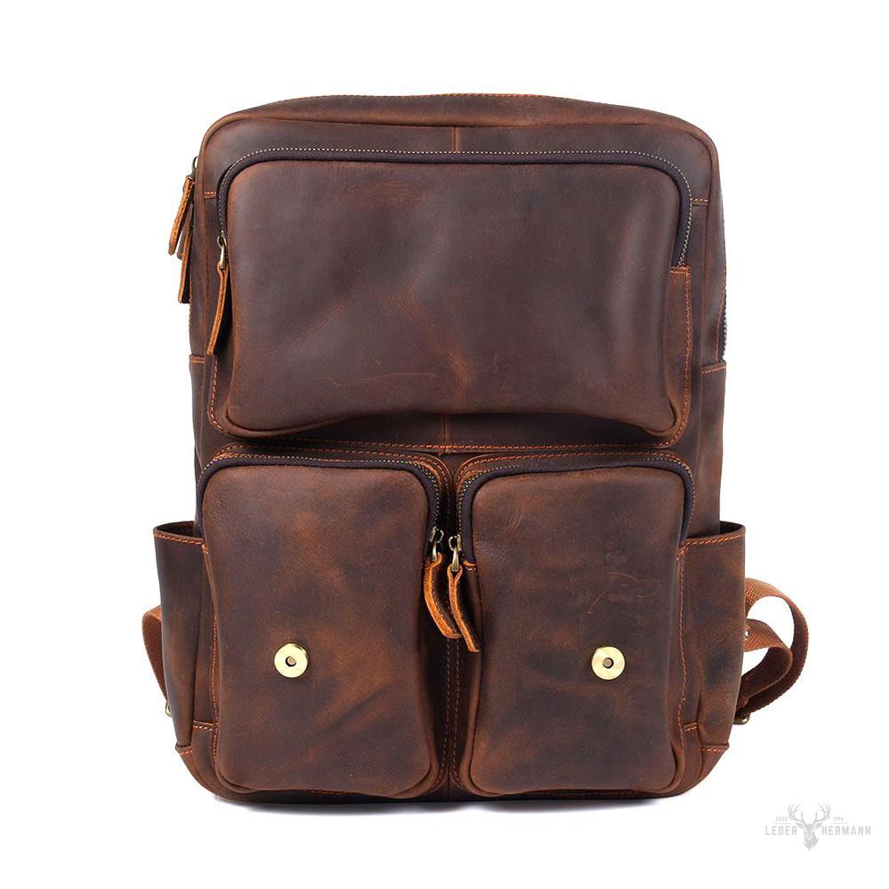Brown leather backpack | BIEFELD