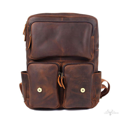 Brown leather backpack | BIEFELD
