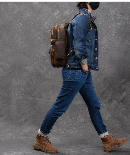 Brown Leather Backpack | BARCELONA