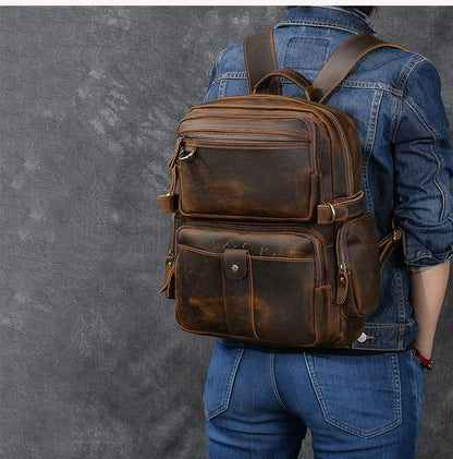 Brown leather backpack | BASEL