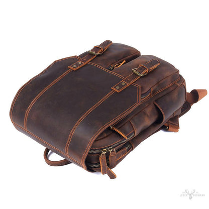 Brown leather backpack | BIEFELD
