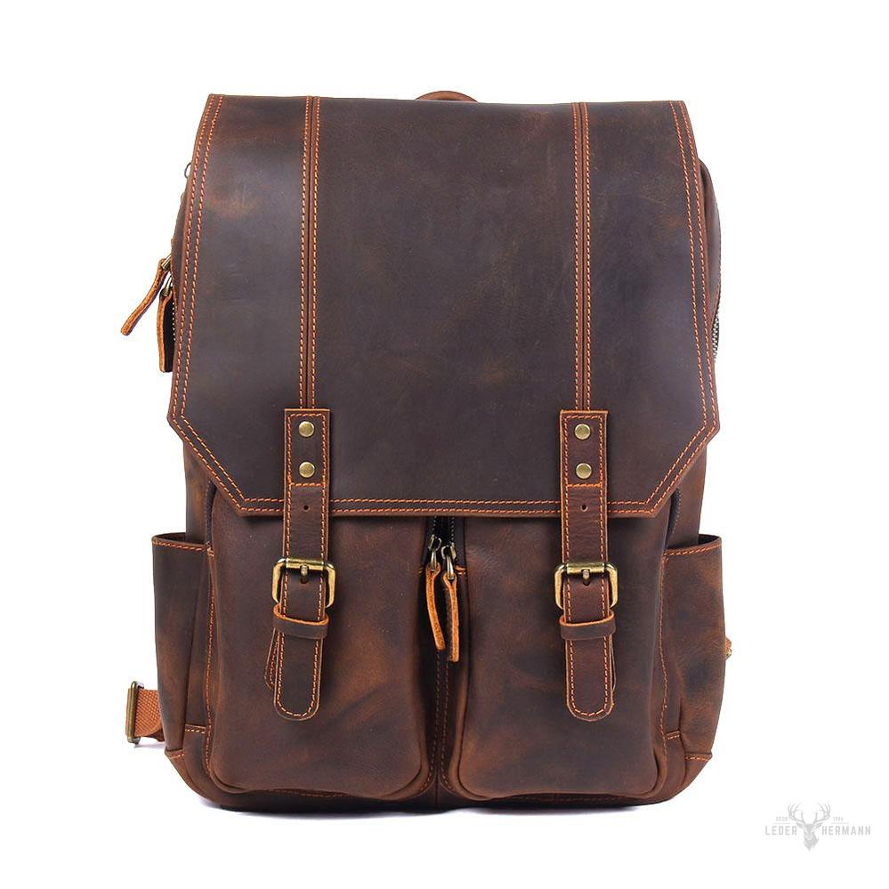 Brown leather backpack | BIEFELD