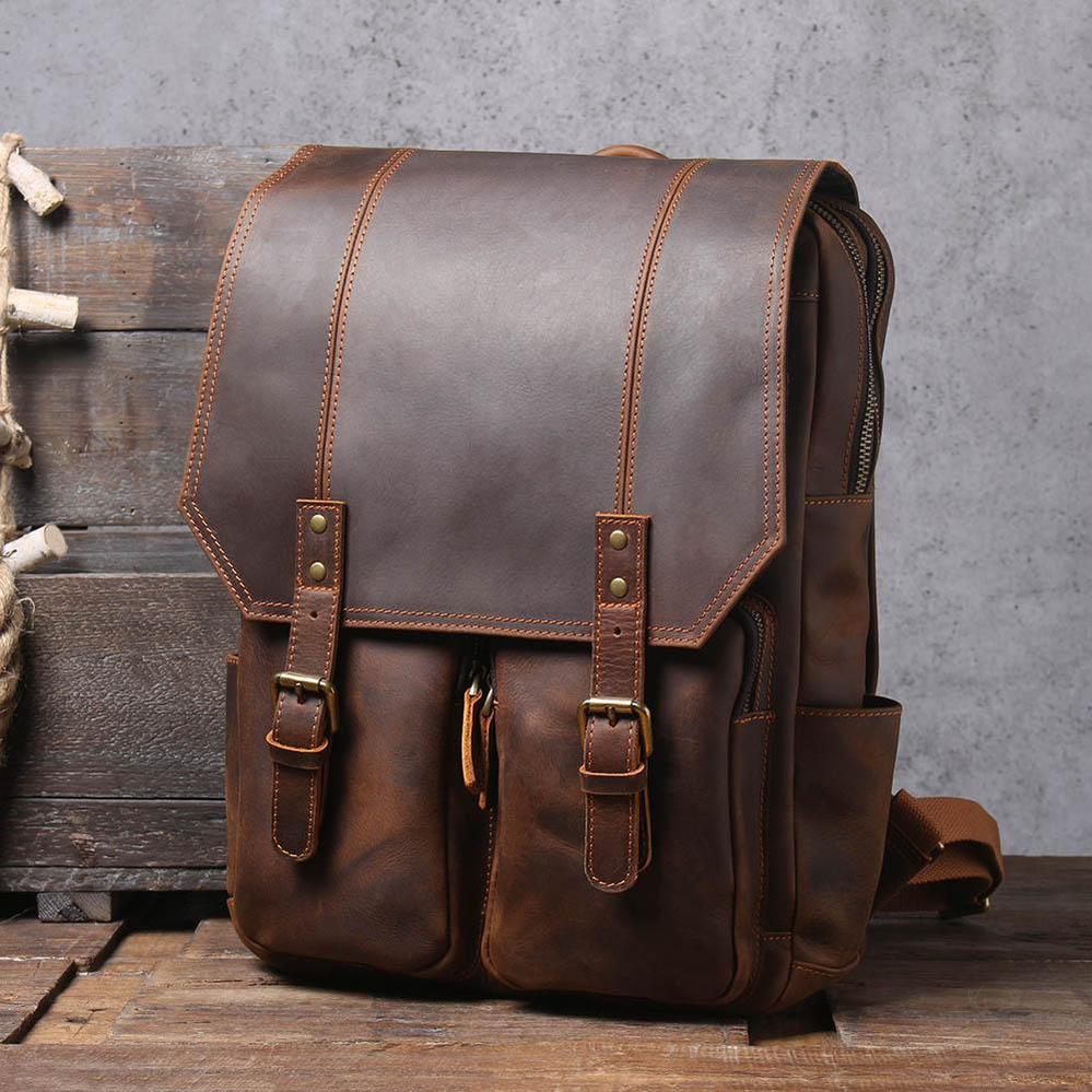 Brown leather backpack | BIEFELD