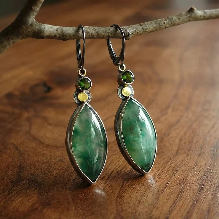 Vintage Green Stone Earrings