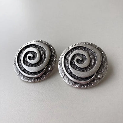 Vintage Bohemian Silver Spiral Earrings
