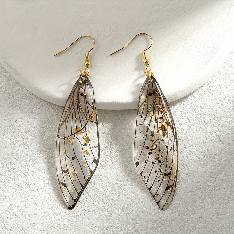 Fashion Transparent Resin Wings Drop Earring