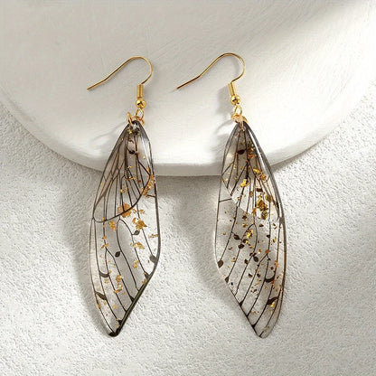 Fashion Transparent Resin Wings Drop Earring