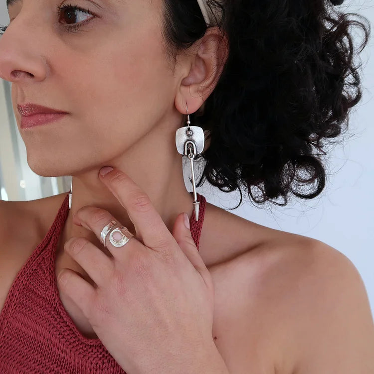Vintage Geometric Abstract Square Arrow Drop Earrings