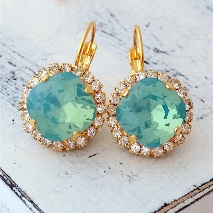 Vintage Green Inlaid Jade Earrings