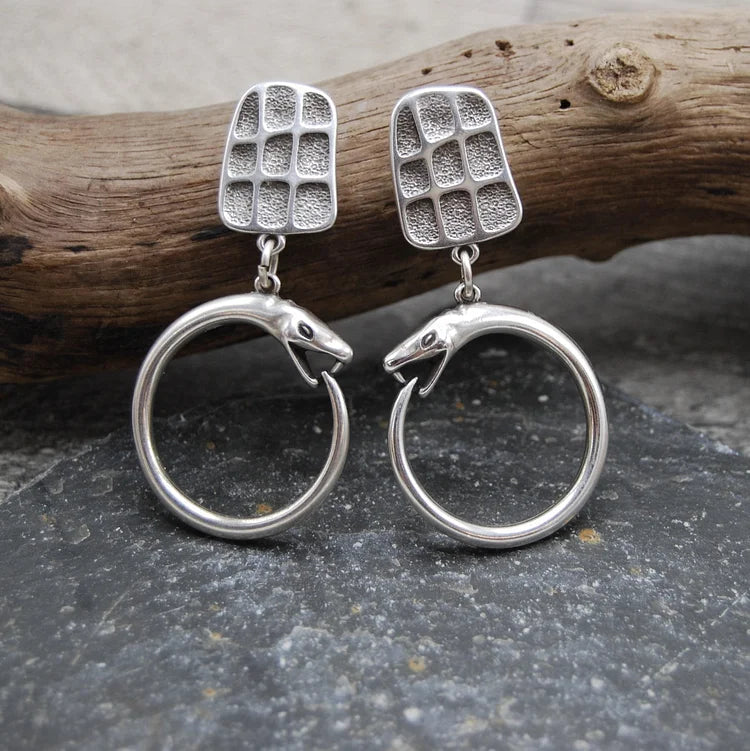 Vintage Silver Snake Earrings
