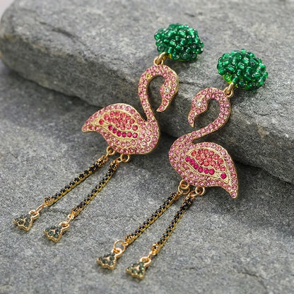 Vintage Flamingo Crystal Earrings