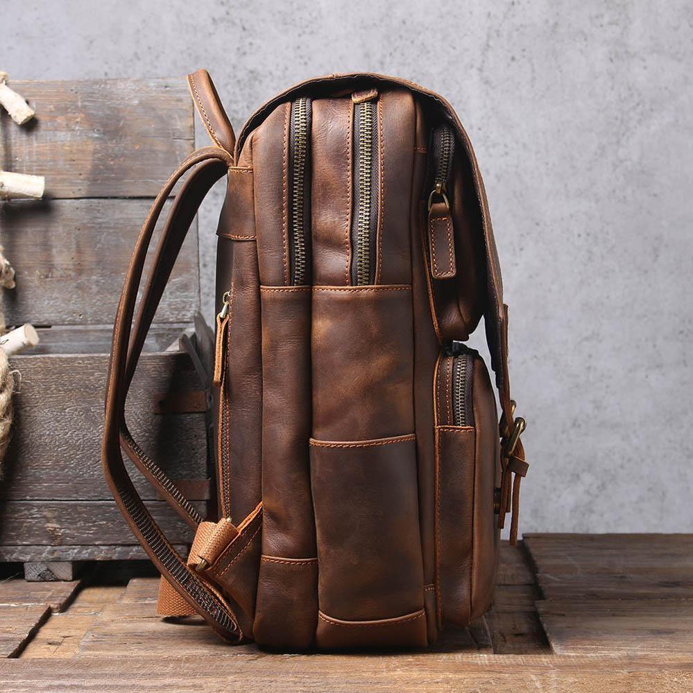 Brown leather backpack | BIEFELD