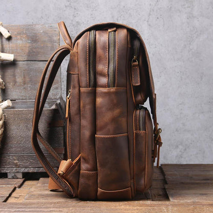 Brown leather backpack | BIEFELD
