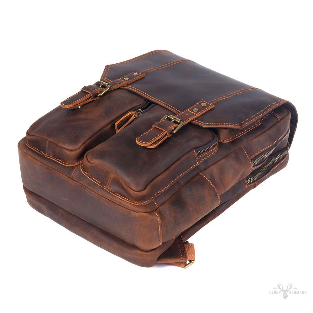 Brown leather backpack | BIEFELD