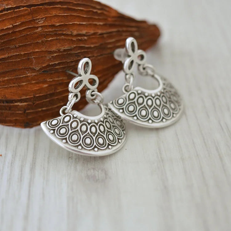 Vintage Antique silver dangling Greek Shield earrings