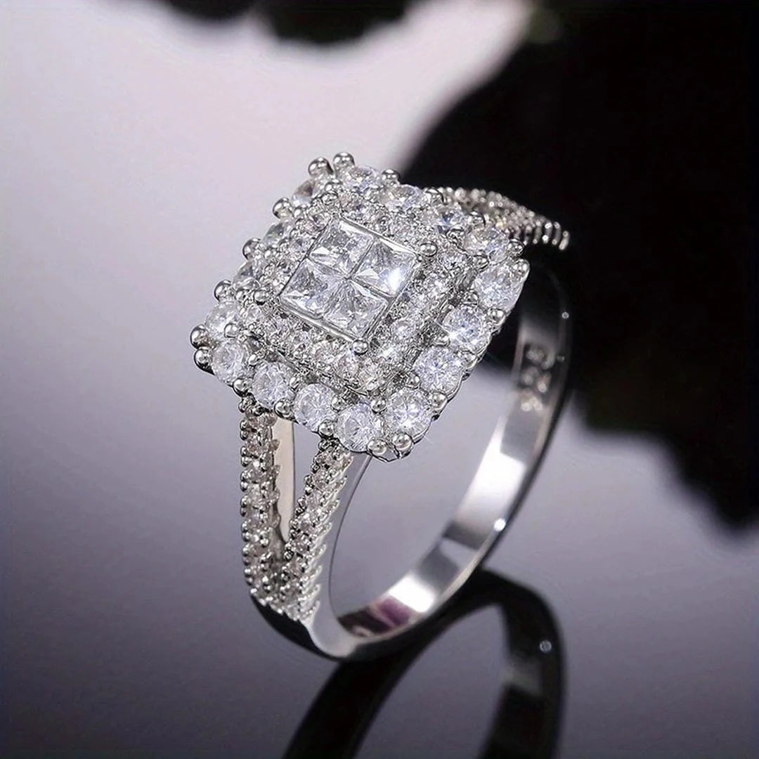 Square Shape Zirconia Wedding Ring