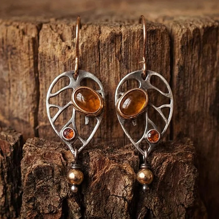 Vintage Orange Crystal Earrings