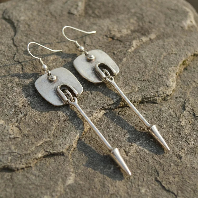 Vintage Geometric Abstract Square Arrow Drop Earrings