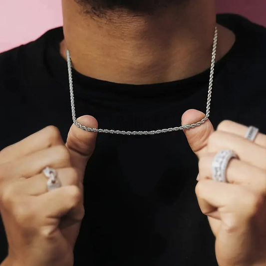 Men's Gold Plated Rope Chain Necklace – 3mm Stainless Steel