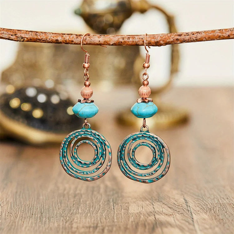 Vintage Bohemian Chic Geometric Round Drop Earrings