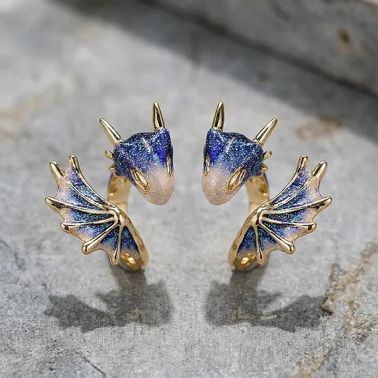 Adjustable Dragon Ring in Silver and Hand Painted Enamel