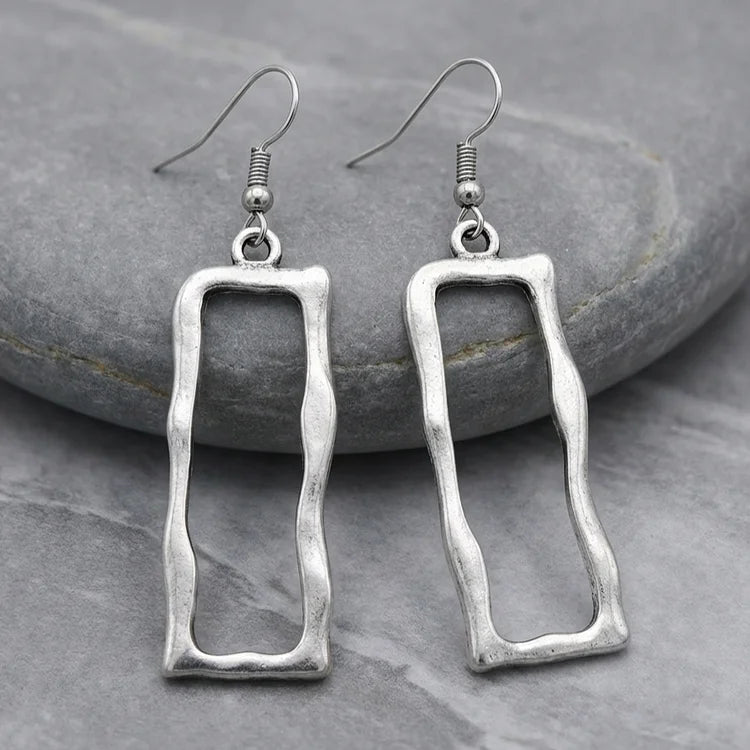 Vintage Rectangular Silver Earrings