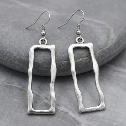 Vintage Rectangular Silver Earrings