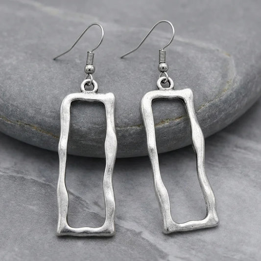 Vintage Rectangular Silver Earrings