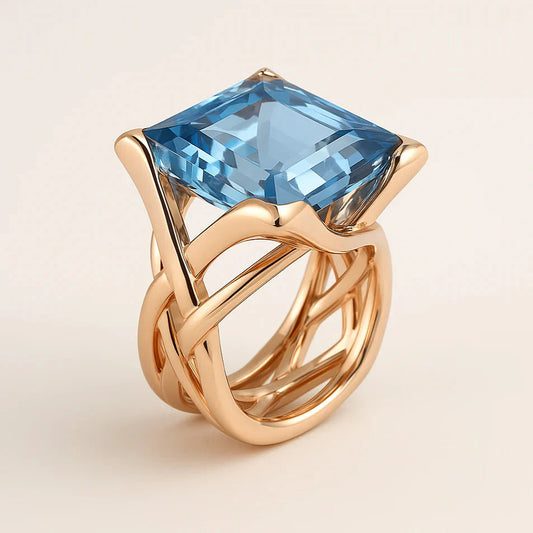 Vintage Gold Blue Gemstone Ring