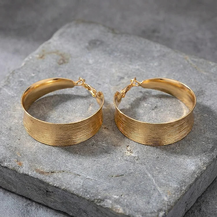 Vintage Golden Hollow Hoop Earrings