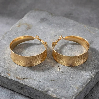 Vintage Golden Hollow Hoop Earrings