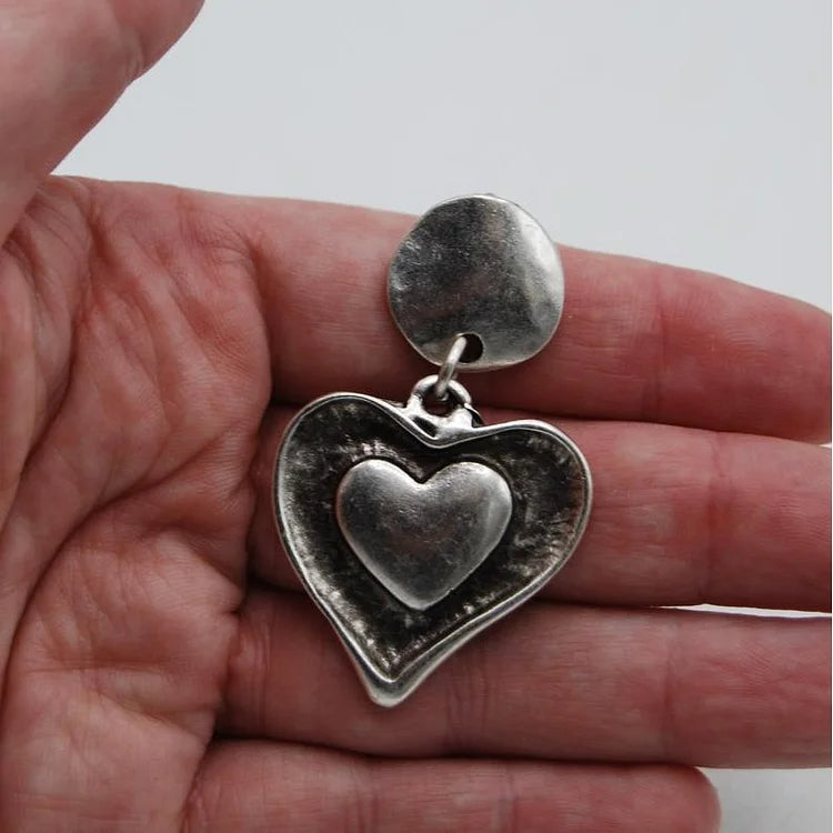 Vintage Silver Heart Earrings