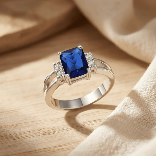 Octagon Cut Sapphire Ring