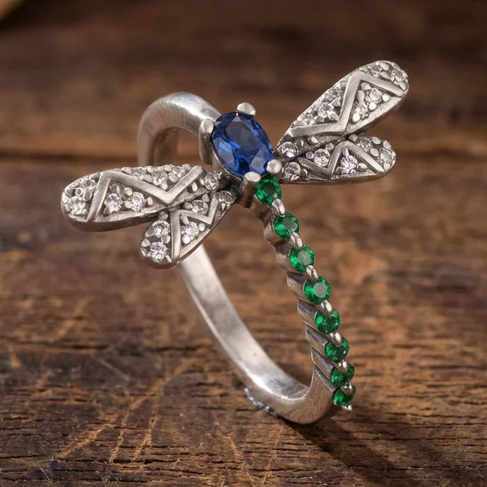 Dragonfly Zircon Colorful Ring