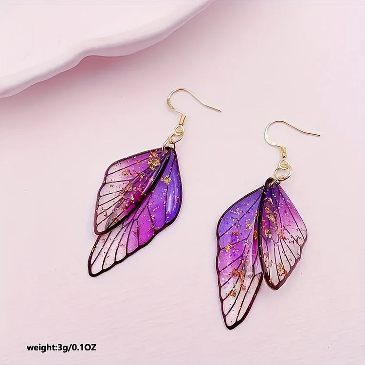 Fashion Transparent Resin Wings Drop Earring