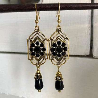 Black Crystal Drop Earrings