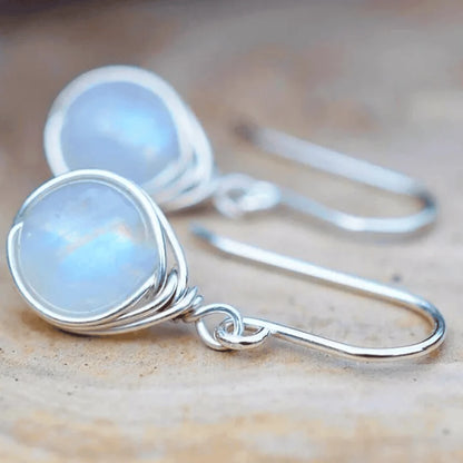 Silver Moonstone Drop Earrings