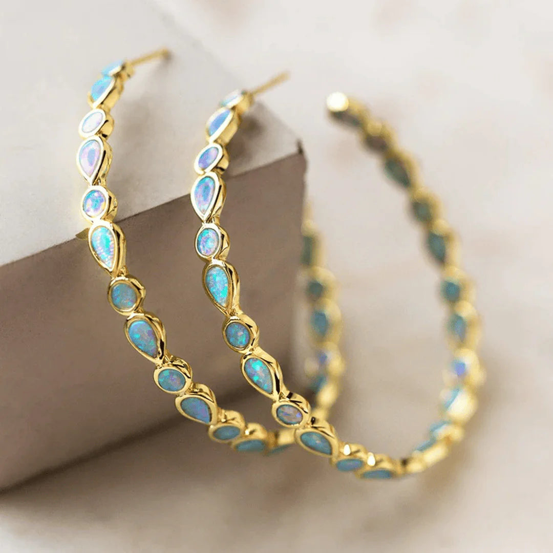 Vintage Blue Opal Ring Earrings