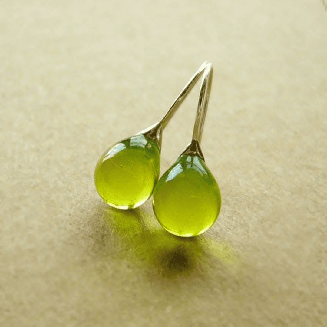 Vintage Olive Drops Crystal Earrings