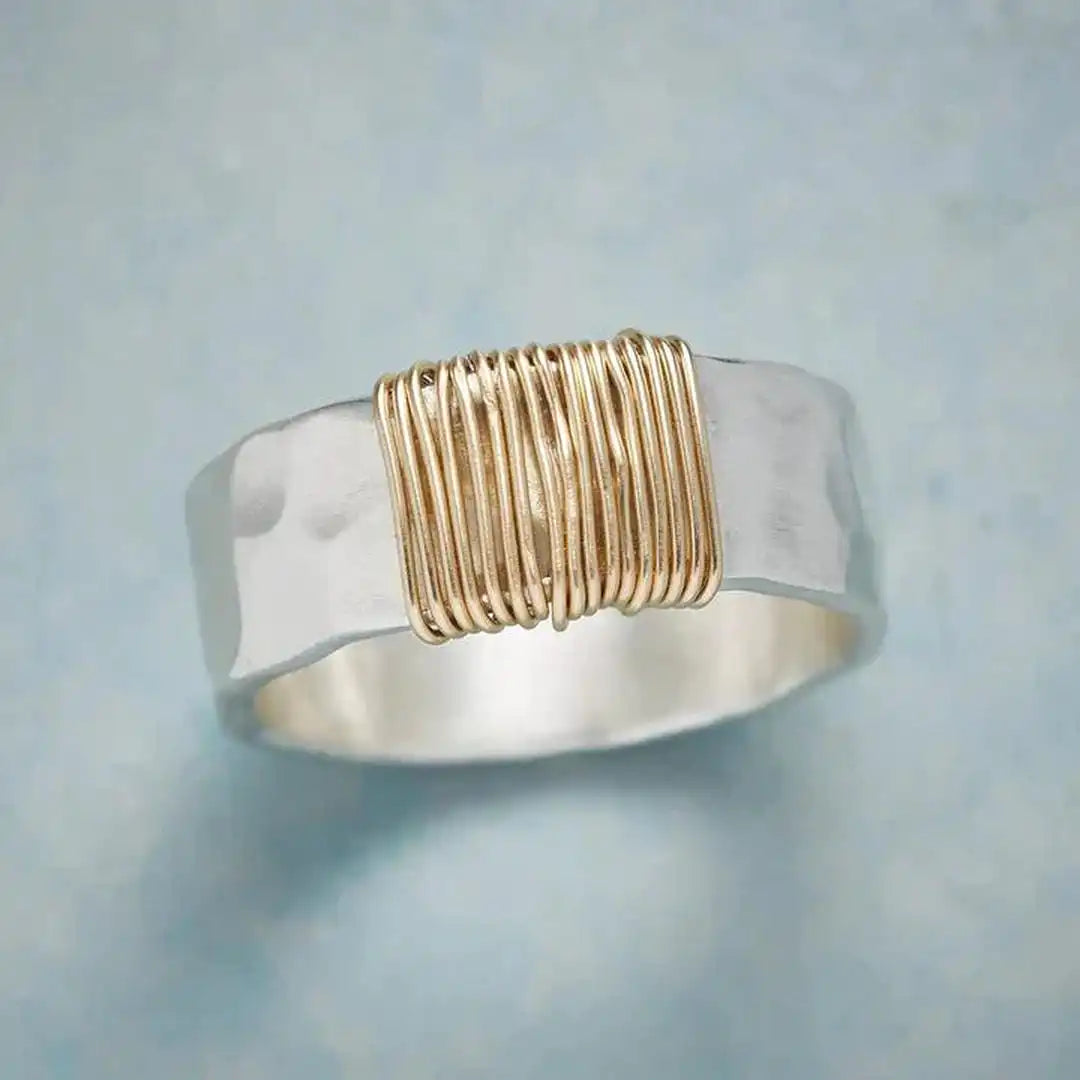 Golden Thread Silver Ring