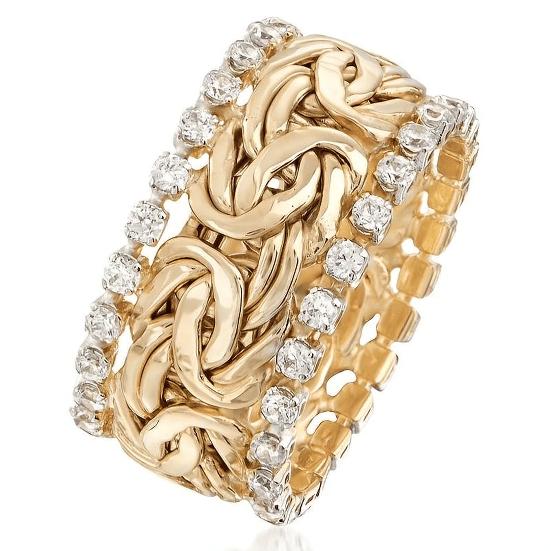 Vintage Gold Braided Zirconia Ring