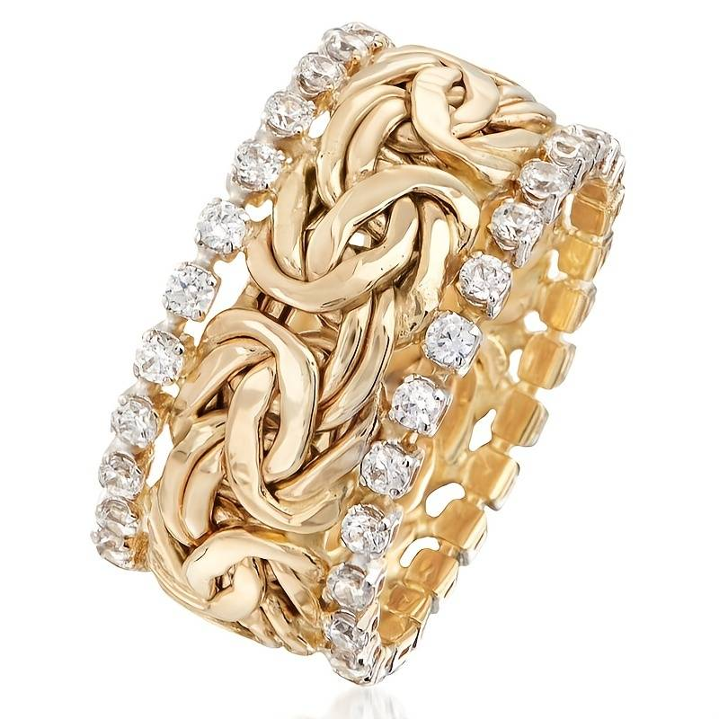 Gold Braided Zirconia Ring – Vintage Style