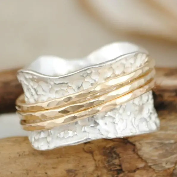 Elegant Gold & Silver Spinner Ring