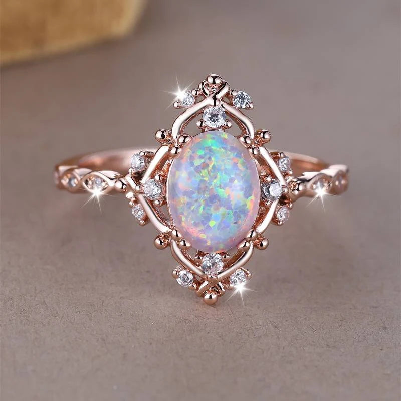 Vintage Opal Rose Ring