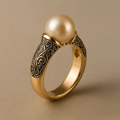 Vintage Pearl Golden Ring